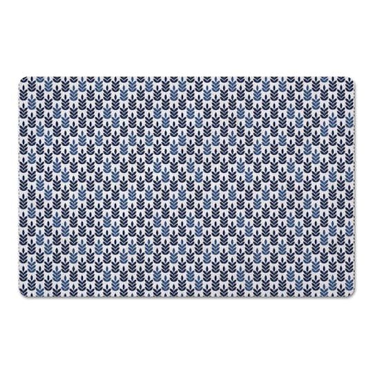 Navy and Blue Leaf Pattern Floor Mat